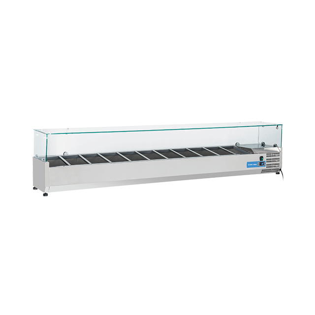 Vitrina frigorifica expunere ingrediente Cool Head VRX 22/33, capacitate 74 l, lungime 220 cm, temperatura +2°/ +8°C, inox