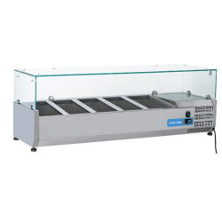 Vitrina frigorifica expunere ingrediente Cool Head VRX 13/38, capacitate 48 l, lungime 130 cm, temperatura +2°/ +8°C, inox