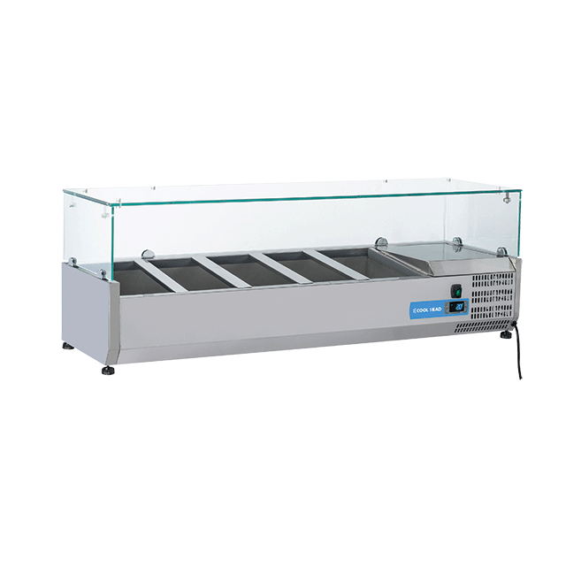 Vitrina frigorifica expunere ingrediente Cool Head VRX 13/38, capacitate 48 l, lungime 130 cm, temperatura +2°/ +8°C, inox