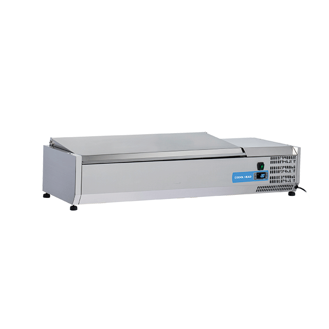 Vitrina frigorifica expunere ingrediente Cool Head VRX 12/38S/S, capacitate 43 l, lungime 120 cm, temperatura +2°/ +8°C, inox