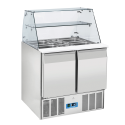 Masa rece saladeta cu vitrina Cool Head CRQ 90A, capacitate 232 l, lungime 90 cm, temperatura 0°/ +8°C, inox