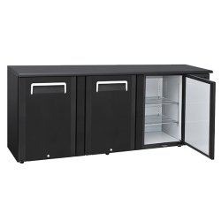Frigider orizontal pentru bauturi Cool Wise QB 300 cu 3 usi, capacitate 500 L, temperatura +2°/ +8°C, negru