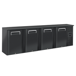 Frigider orizontal pentru bauturi Cool Wise QB 400 cu 4 usi, capacitate 618 L, temperatura +2°/ +8°C, negru