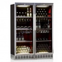 Vitrina frigorifica vinuri Ipindustrie CIK2401CFX pentru 232 sticle, 2 usi, zone multiple temperatura +4/+18°C, negru/inox