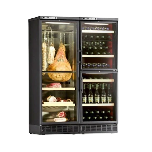 Vitrina frigorifica multifunctionala Ipindustrie Frigo Cantina DEK2403CF, 3 zone temperatura +4°C° / +18°C, negru