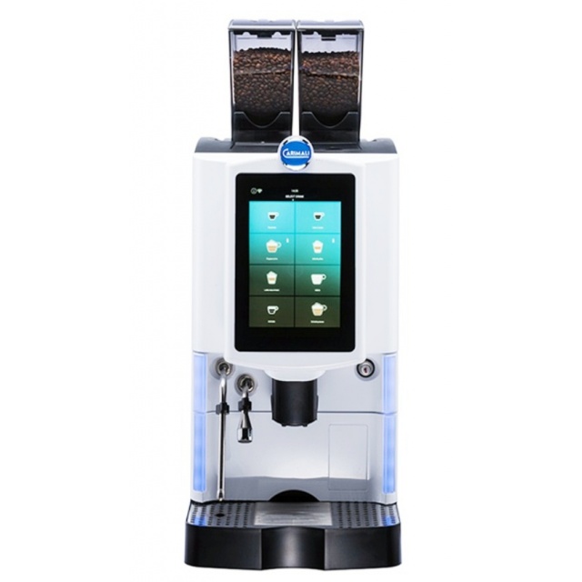 Automat de cafea Carimali Optima Ultra LM.1 display 10K ecran tactil 1 rasnita racord apa direct la retea alb perlat