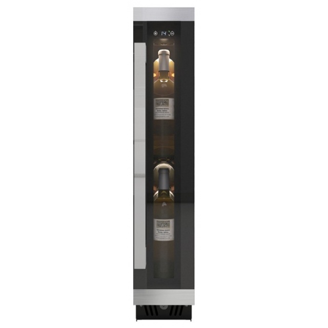 Vitrina vinuri Nevada NW9S-BFG, capacitate 22 litri, temperatura +2/+20 °C, negru/argintiu