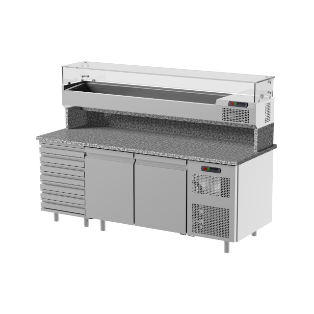 Masa rece pentru brutarie si patiserie, ILsa Neos PA TNPP2V1520, cu rebord, capacitate 293 l, temperatura -2° +8° C, inox