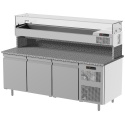 Masa rece pizza cu expunere ingrendiente, ILsa Neos BNPZ0100, 3 usi, cu rebord, -2/+8°C, inox