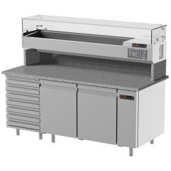 Masa rece pentru brutarie si patiserie, ILsa Neos PA TNPP2V1520, cu rebord, capacitate 293 l, temperatura -2° +8° C, inox
