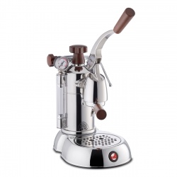 Espressoare de cafea La Pavoni Stradivari Europiccola SPH cu pârghie 120V argintiu cu manere de lemn