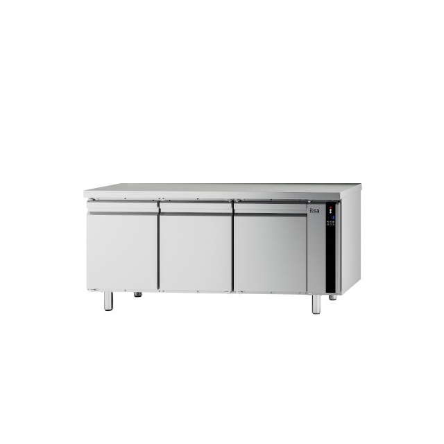 MASA RECE REFRIGERATA ILSA EVOLVE H.670 TEPP3V4540, PENTRU PATISERIE, CU 3 USI, BLAT FARA REBORD, TEMPERATURA -10°/-20°C, INOX