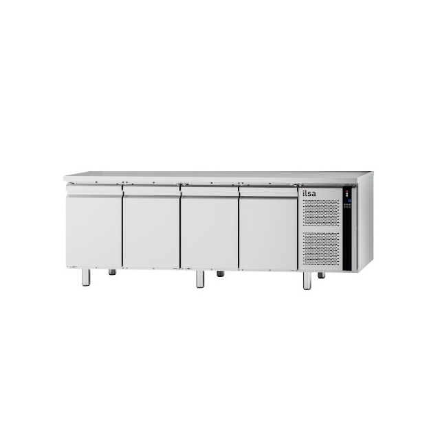 Masa rece refrigerata ILsa Evolve T9MG4V2500 cu 4 usi, fara blat, clasa A, capacitate 519 l, temperatura -2°+8°C, inox