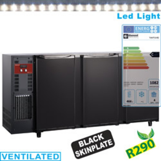 Frigider profesional pentru bauturi Diamond TAVT/3-R2 cu 3 usi, capacitate 579 l, negru