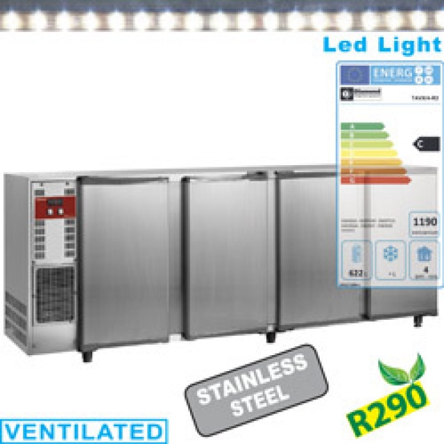 Frigider profesional pentru bauturi Diamond TAVT/2-R2 cu 2 usi, capacitate 375 l, negru