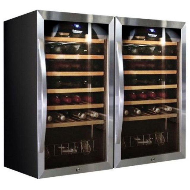 Vitrina de vinuri Datron usa dubla 70 sticle 2 zone temperatura C° negru argintiu