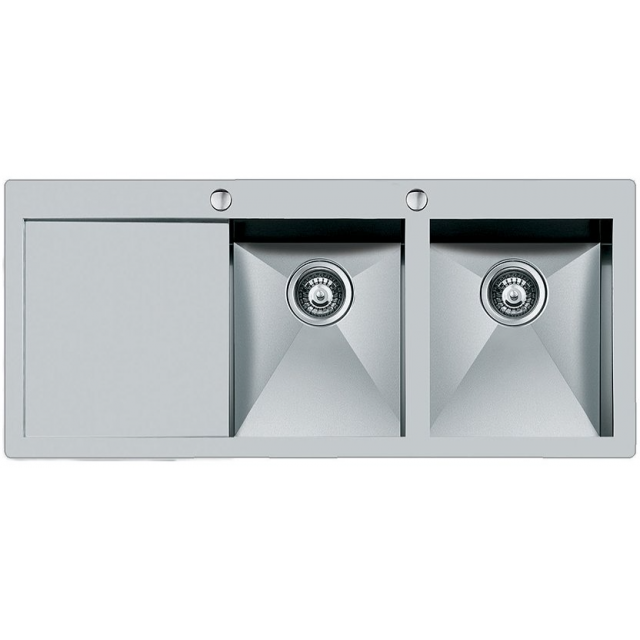 CHIUVETA BUCATARIE FOSTER QUADRA 1228 051, CU 2 CUVE SI PICURATOR / STANG, INOX PERIAT