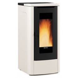 Sobă Extraflame Nordica TEOREMA - AVORIO cu peleți ventilate 10,0 kw - 287 m³ încălzite - fildeș - gresie din oțel