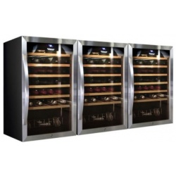 Vitrina de vinuri Datron usa dubla 144 sticle cu compresor 3 zone temperatura C° negru argintiu