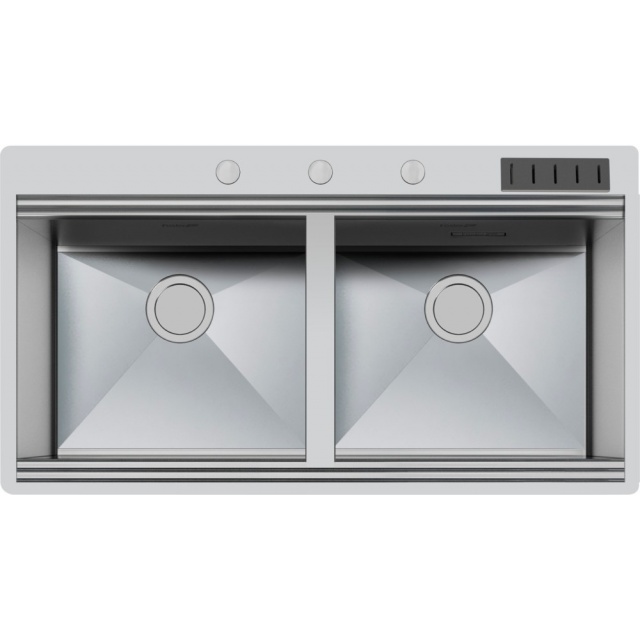 CHIUVETA BUCATARIE FOSTER MILANO 1019055 , CU 2 CUVE, INOX PERIAT