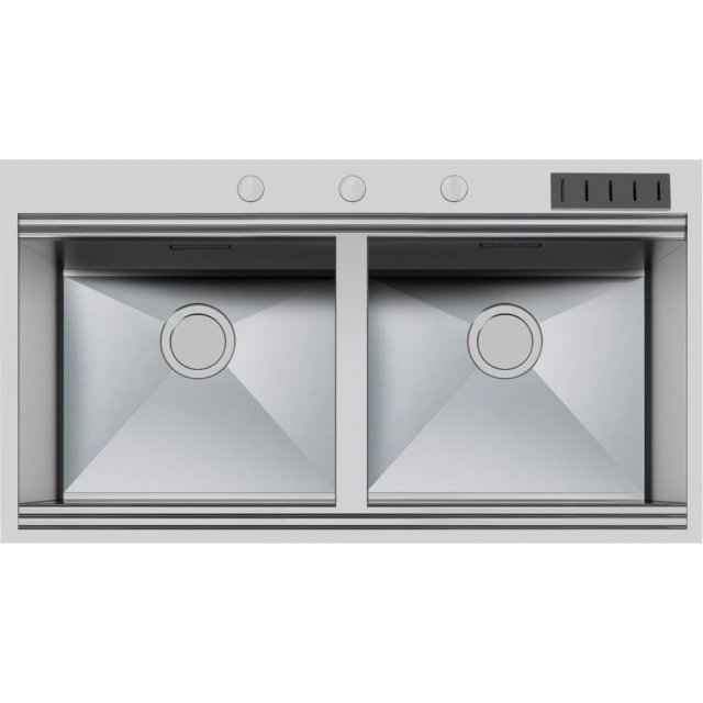 CHIUVETA BUCATARIE FOSTER MILANO 1020055, CU 2 CUVE, INOX PERIAT