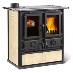 Sobă pe lemne Extraflame Nordica ROSETTA SINISTRA BII cu aer cald prin convecție naturală 7 kw - pergament antic