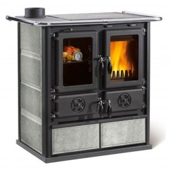 Sobă pe lemne Extraflame Nordica ROSETTA SINISTRA BII cu aer cald prin convecție naturală 7 kw - placata din piatra naturala