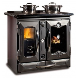 Sobă pe lemne Extraflame Nordica TERMOSUPREMA COMPACT DSA cu încălzirea apei 19 kw - negru înveliș din fontă