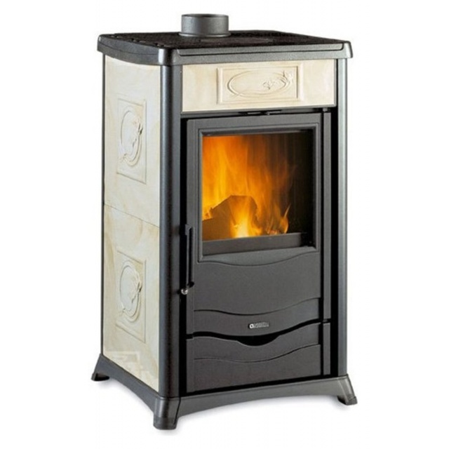 Sobă pe lemne Extraflame Nordica ROSSELLA PLUS, cu aer cald prin convecție naturală 8 kw - pergament antic