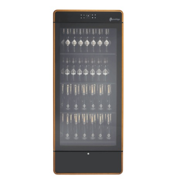 Vitrina frigorifica vinuri Enofrigo I.AM H2000 Fit Multizone, capacitate 179l, temperatura +2 +10°C / +12+20°C , negru/lemn