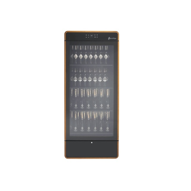 Vitrina frigorifica vinuri Enofrigo I.AM H2000 Fit Ventilated Tropical, capacitate 179 sticle, +2+10/ +12+20°C, negru/lemn