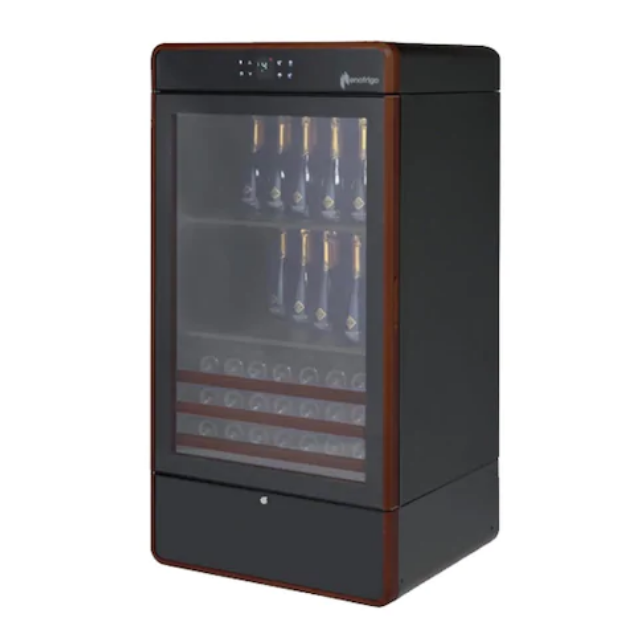 Vitrina frigorifica vinuri Enofrigo I.AM H1600 Multizone, capacitate 272 sticle, +2+10/ +12+20°C, negru/maro