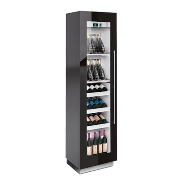 Vitrina frigorifica vinuri Enofrigo Miami Medium RF R, capacitate 108 sticle, 1 zona temperatura +4/+18 °C, negru