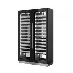 Vitrina frigorifica vinuri Enofrigo Miami B&R RF R, capacitate 216 sticle, 2 zone temperatura +4/+18 °C, negru