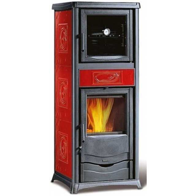 Sobă pe lemne Extraflame Nordica ROSSELLA PLUS FORNO EVO, cu aer cald prin convecție naturală 9 kw - bordeaux