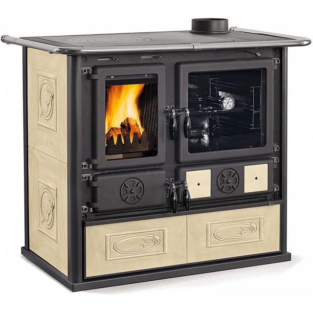 Sobă pe lemne Extraflame Nordica ROSA 4.0 - LIBERTY PERGAMENA ANTICO 8,4 kw - 240 m³ încălzit -pergament antic