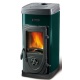 Sobă pe lemne Extraflame Nordica Nordica SUPER MAX , cu aer cald prin convecție naturală și 6 kw - verde înveliș din oțel
