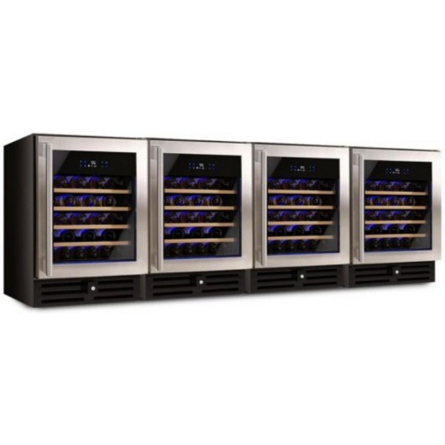 Vitrina de vinuri Datron profesional luxury line usa dubla 216 sticle 4 zone temperatura C° negru argintiu