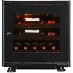 Vitrina de vinuri EuroCave V-Inspiration XS capacitate 17 sticle rafturi finisaj negru usa sticla neagra