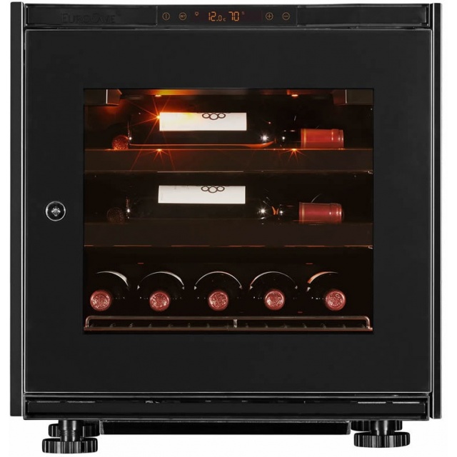 Vitrina de vinuri EuroCave V-Inspiration XS capacitate 17 sticle rafturi finisaj negru usa sticla neagra