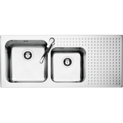 CHIUVETA BUCATARIE BARAZZ SELECT 1IS12060/2D, CU 2 CUVE + PICURATOR / DREAPTA,INCASSO, INOX