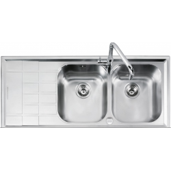 CHIUVETA BUCATARIE BARAZZ B_LEVEL 1LLV120/2S, CU 2 CUVE + PICURATOR / STANGA, INCASSO, INOX