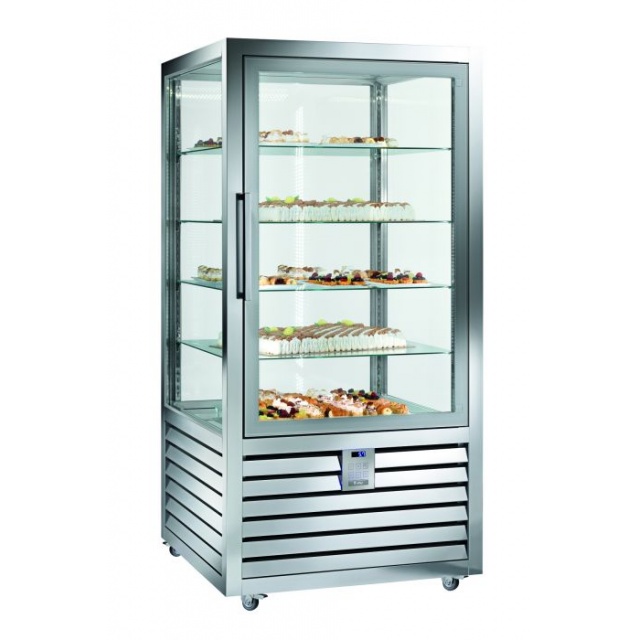 Vitrina frigorifica de cofetarie Silfer Quadro QPS 600 V, 5 rafturi, capacitate 541 l, temperatura +4°/+10°C, inox
