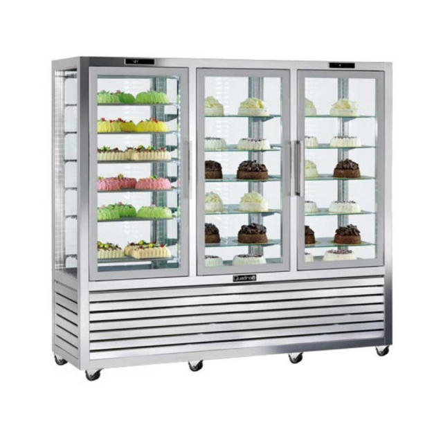 Vitrina frigorifica de cofetarie Silfer Quadro QPS 1300 V/VV, 15 rafturi, 3 usi, 1388 l, +4°/+10°C, inox