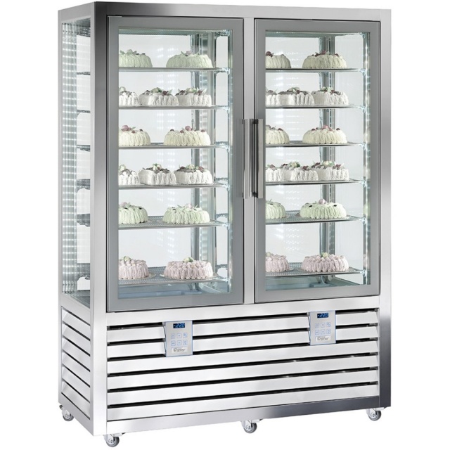 Vitrina cofetarie Tecfrigo MUSA 120 Q, capacitate 120 l, temperatura -15/-21 ºC, negru