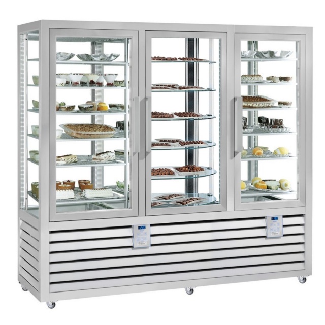 Vitrina cofetarie Tecfrigo MUSA 120 Q, capacitate 120 l, temperatura -15/-21 ºC, negru