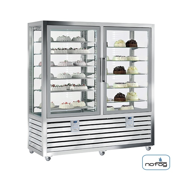 Vitrina frigorifica cofetarie Silfer Quadro QPG 1200 S/V, 11 rafturi, 1082 l, 2 zone temperatura -15°-25°C /+4°+10°C, inox