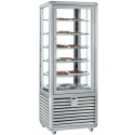 Vitrina frigorifica cofetarie Silfer Neo NPS 350 R, 6 rafturi rotunde, capacitate 360 l, temperatura +4°/+10° C, inox