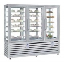 Vitrina frigorifica cofetarie Silfer Neo NPG 1300 S/S/R, 18 rafturi, 3 usi, 1388 l, 2 zone temperatura -15°-25°C/+4°+10°C, inox