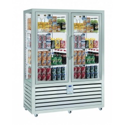 Vitrina frigorifica bauturi Silfer Neo NBV 700 G/G , 8 rafturi, 742 l, temperatura +6°+10° C, inox